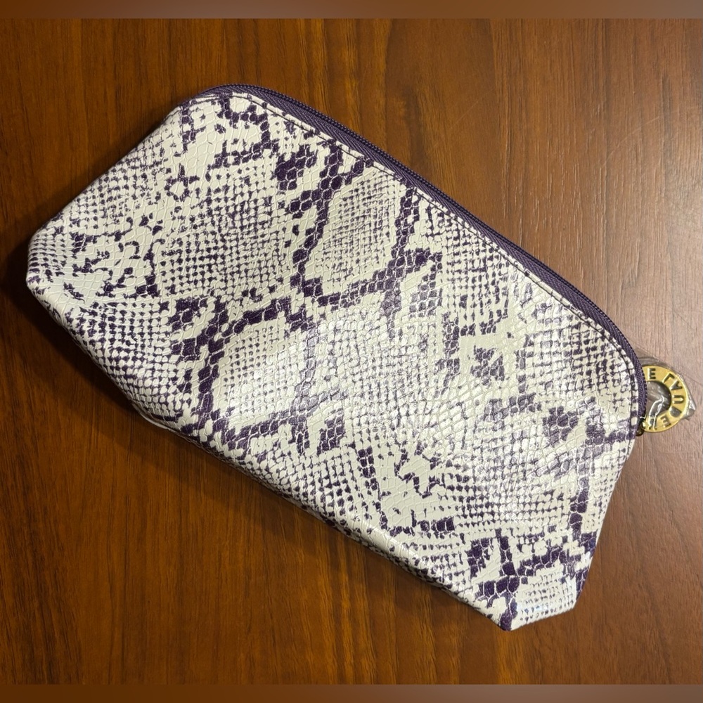 🚨$5🚨 ESTEE LAUDER  Purple/Cream/Ivory Snakeskin Cosmetic Bag/pouch, travel